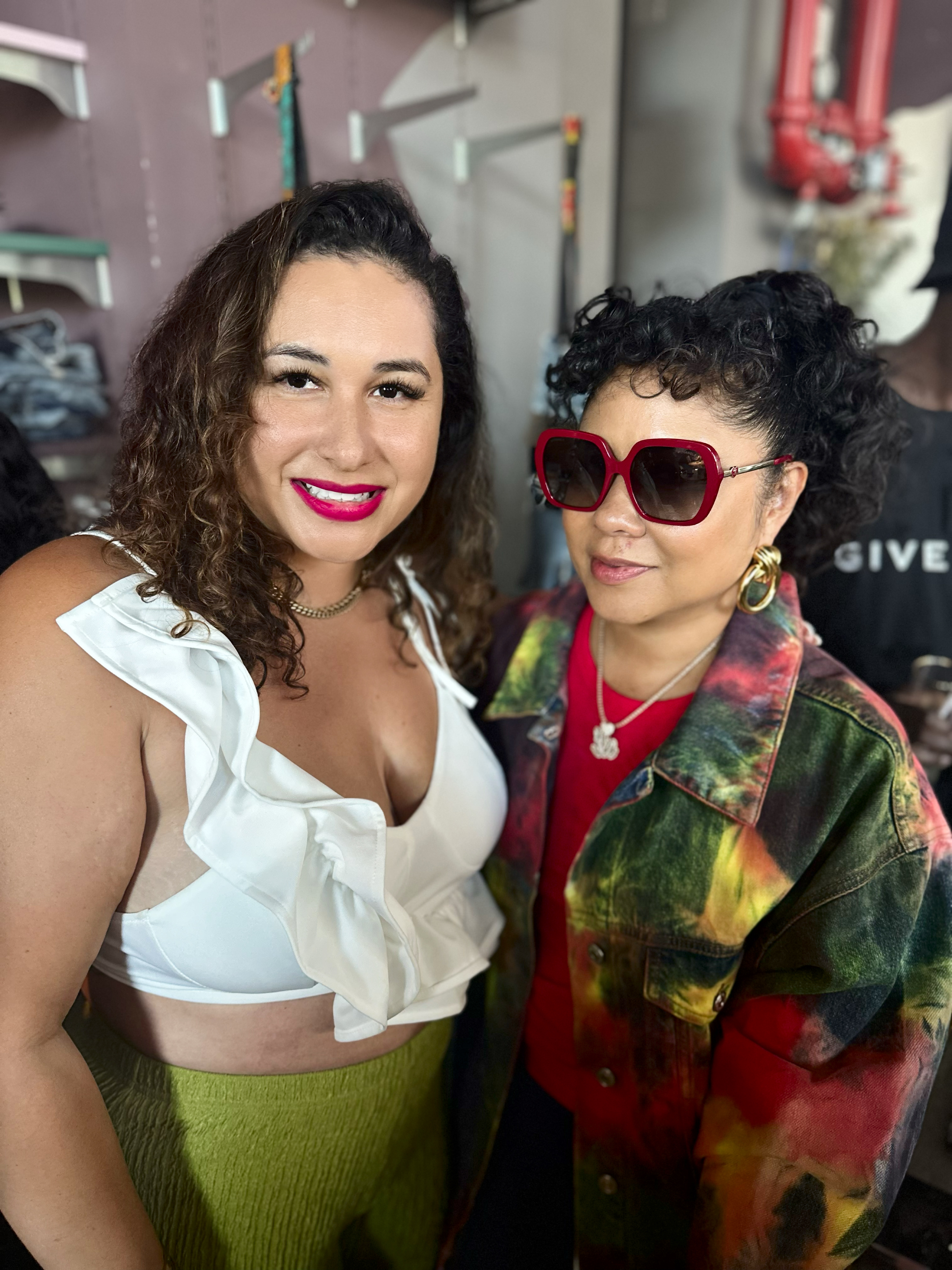 Angelica Robles smiling candidly with a friend
