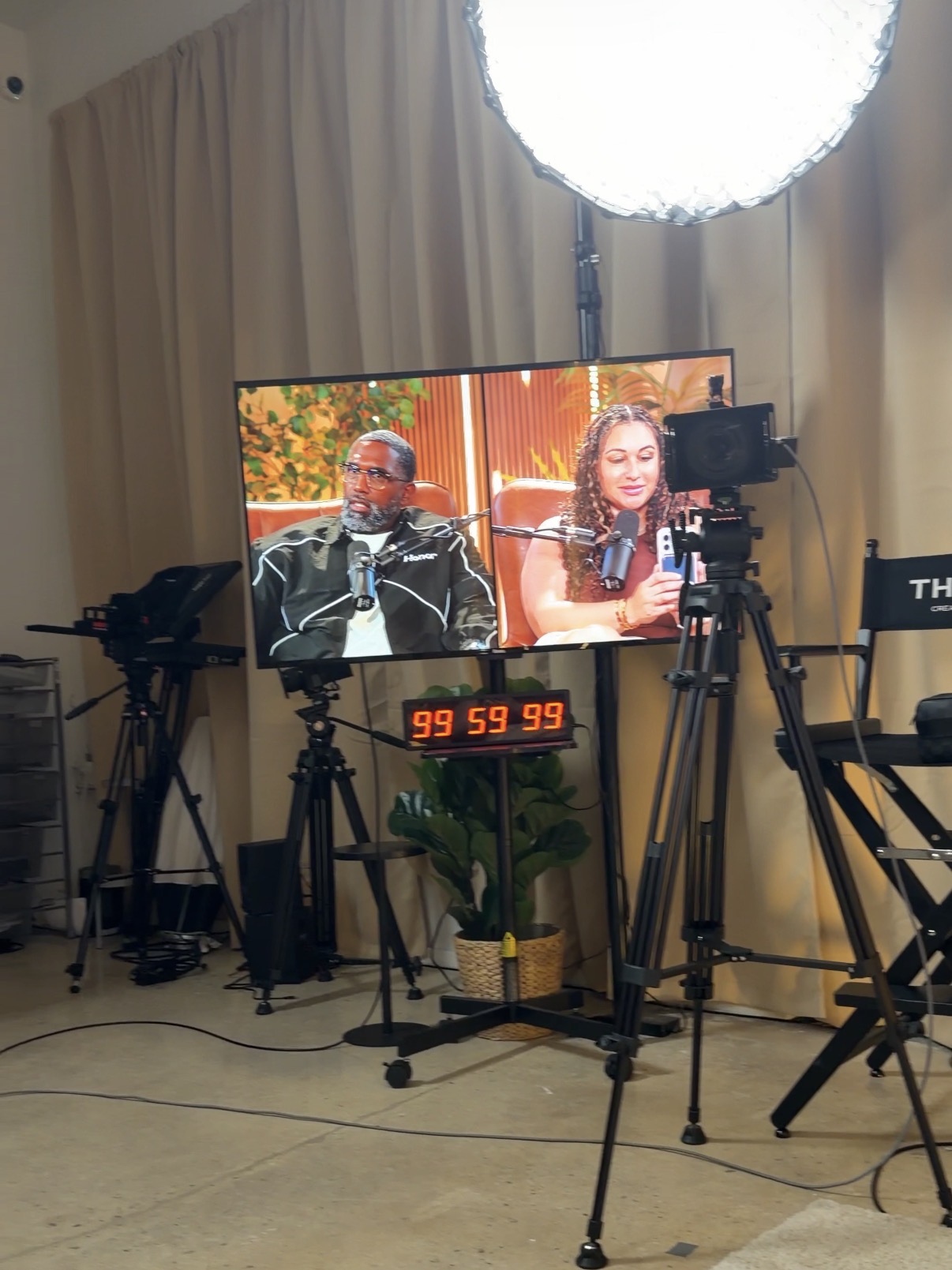 Angelica Robles recording a podcast interview