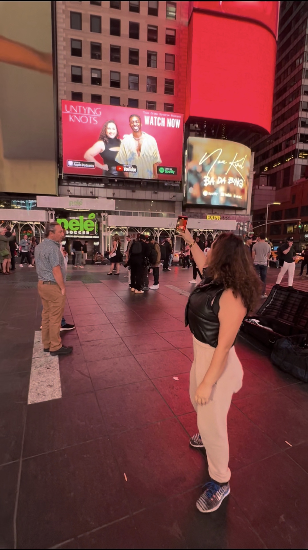 Untying Knots podcast billboard in Times Square, New York